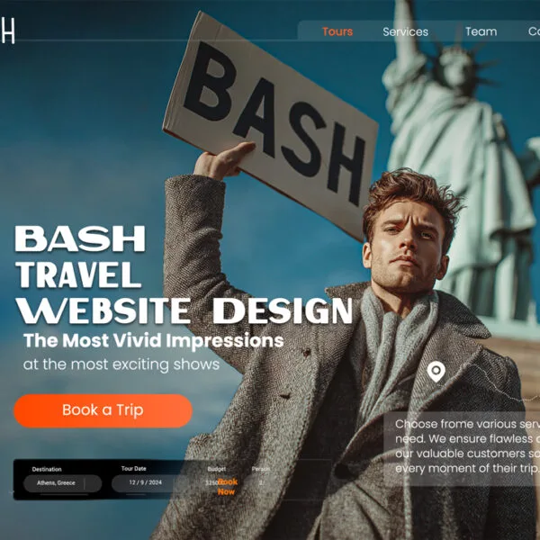 تصميم موقع إلكتروني لشركة BASH للسياحة والسفر   من أعمال Kreetive