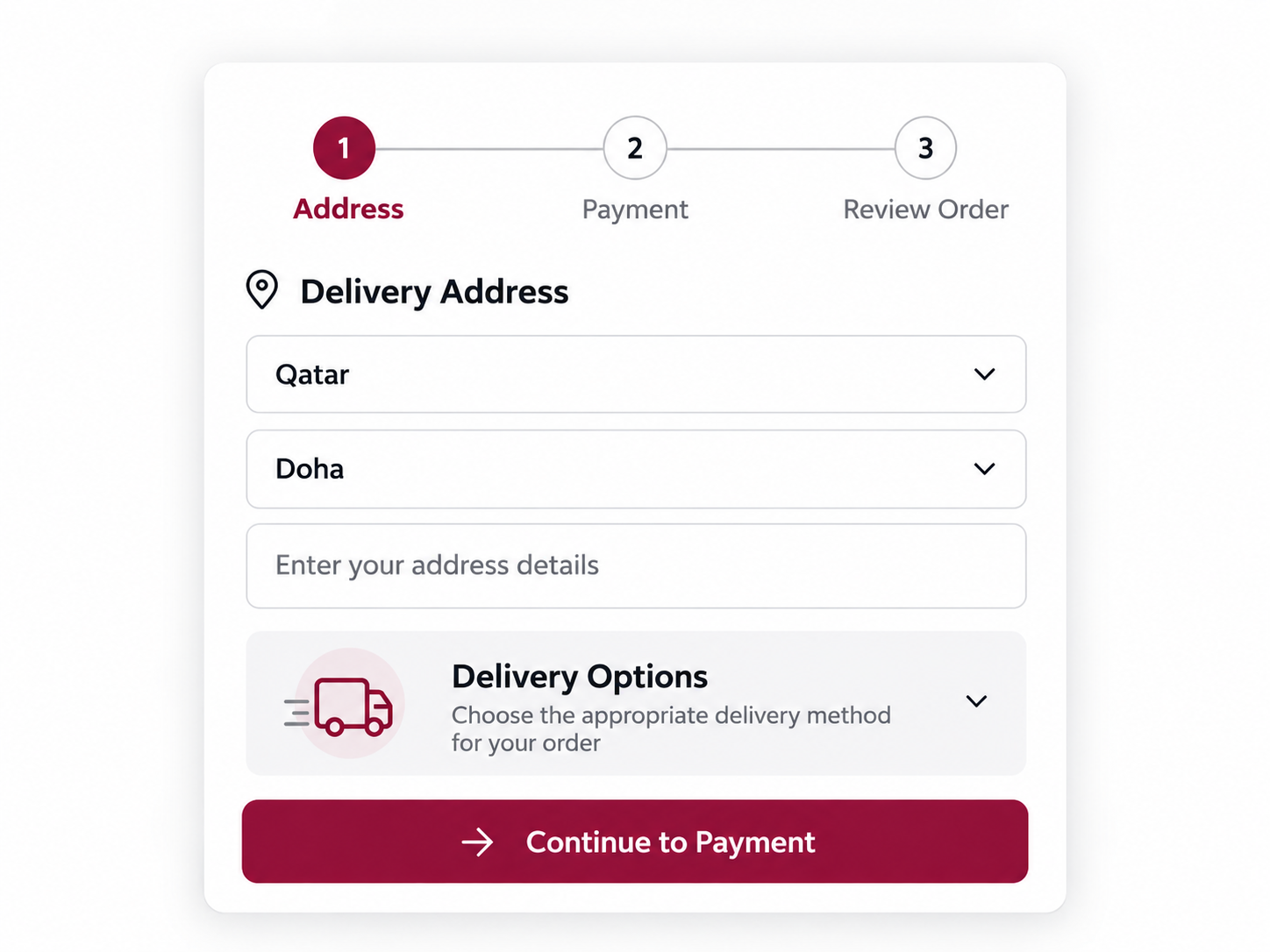Illustrative ecommerce checkout interface