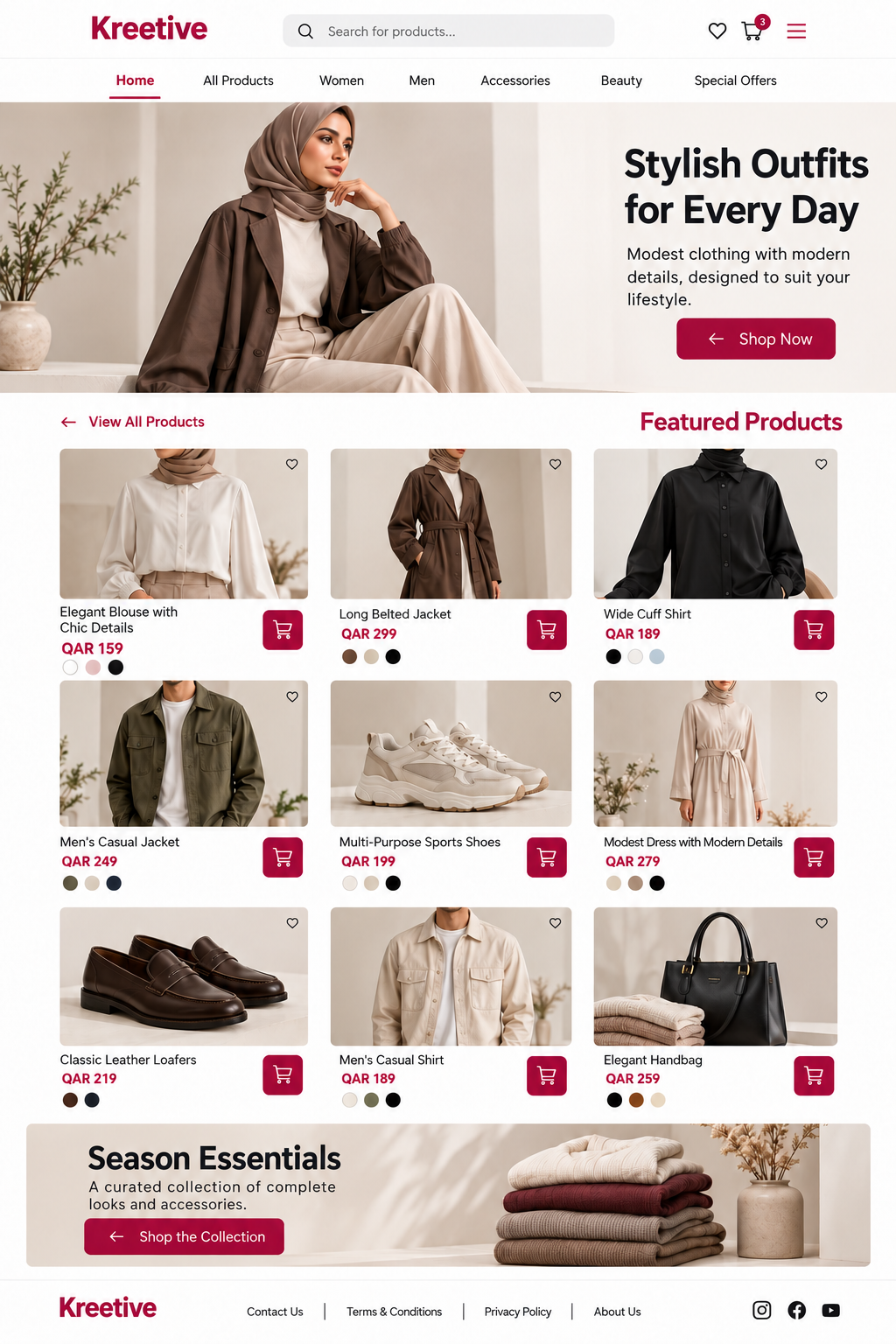 Ecommerce website design in Qatar — illustrative fashion store