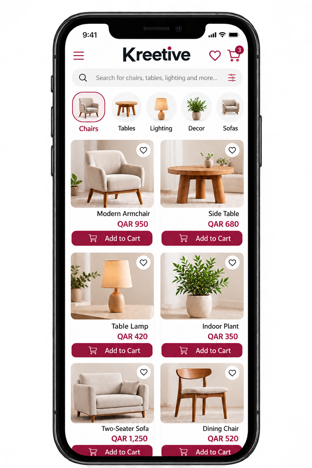 Illustrative ecommerce mobile interface